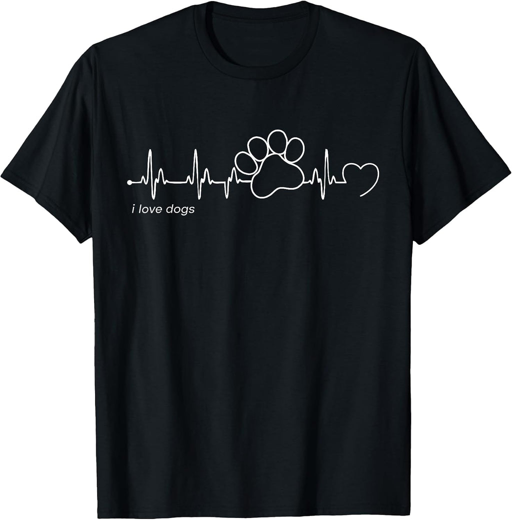 Dog Paw Print Heartbeat - Dog Paw Print T-Shirt
