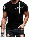 Christian Shirts for Men Jesus Cross Print Vintage Oil Painting Pattern Casual Short Sleeve Religious T-Shirt Tops