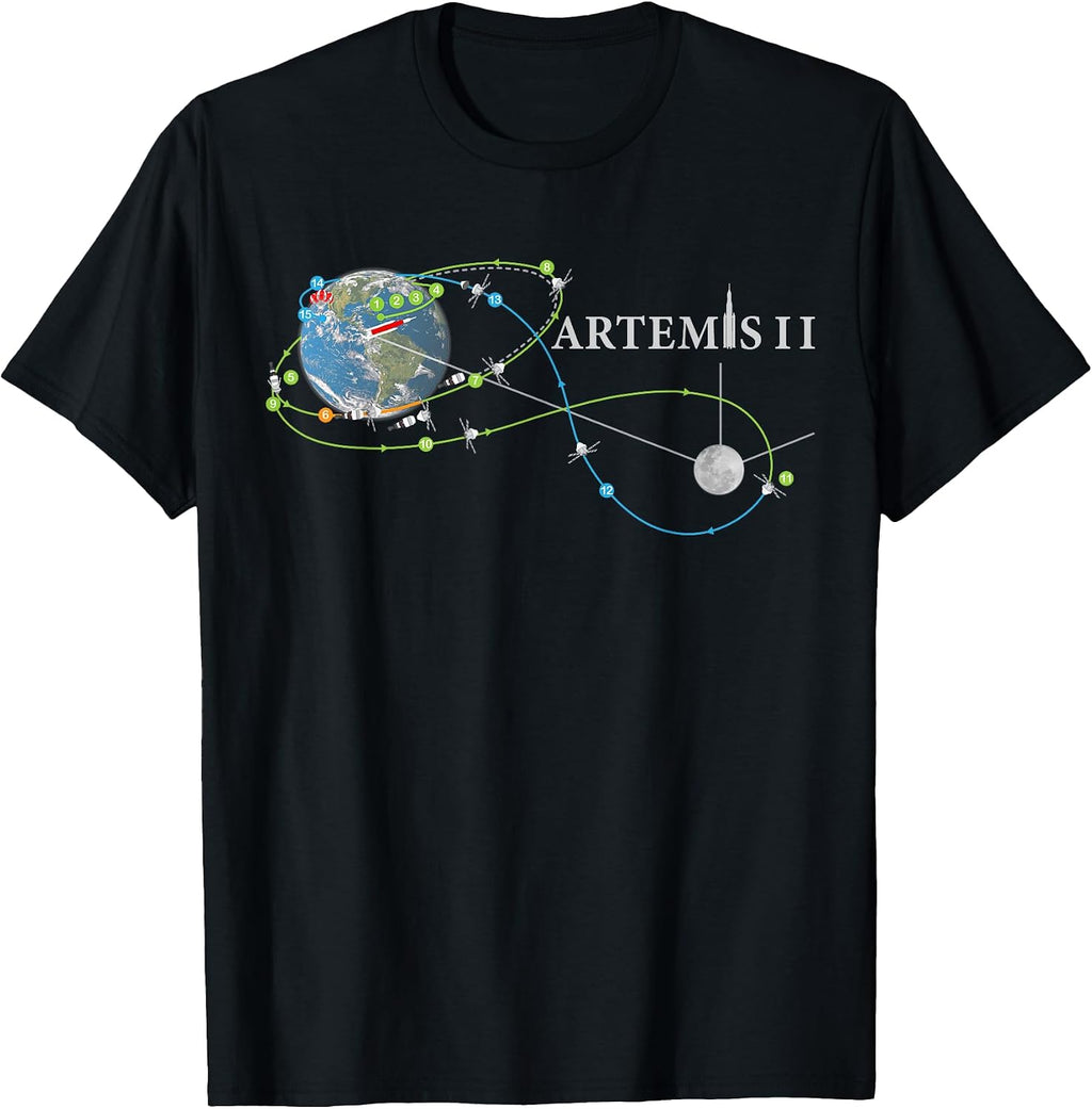 Artemis 2 Route Map SLS Rocket Launch Mission To The Moon T-Shirt