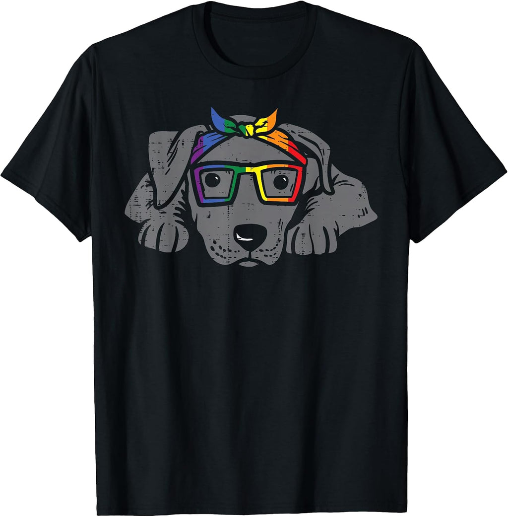 Pitbull Dog Bandana LGBTQ Rainbow Flag Gay Pride Ally Lover T-Shirt