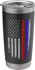 American Flag Red Blue Thin Line Apparel Firefighter Police Stainless Steel Insulated Tumbler