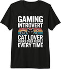Cat Lover Gaming Introvert Retro Sunset