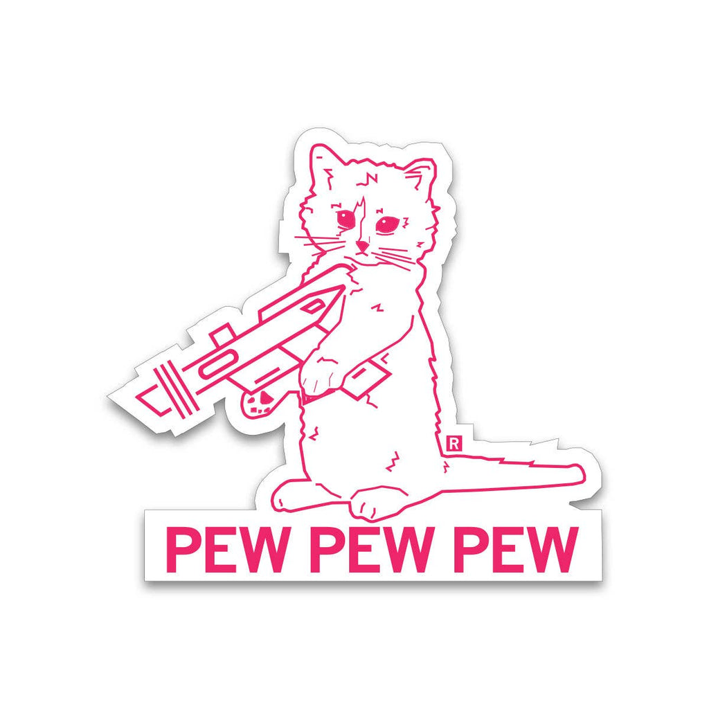 Pew Pew Pew Pink Outline Die-Cut Sticker