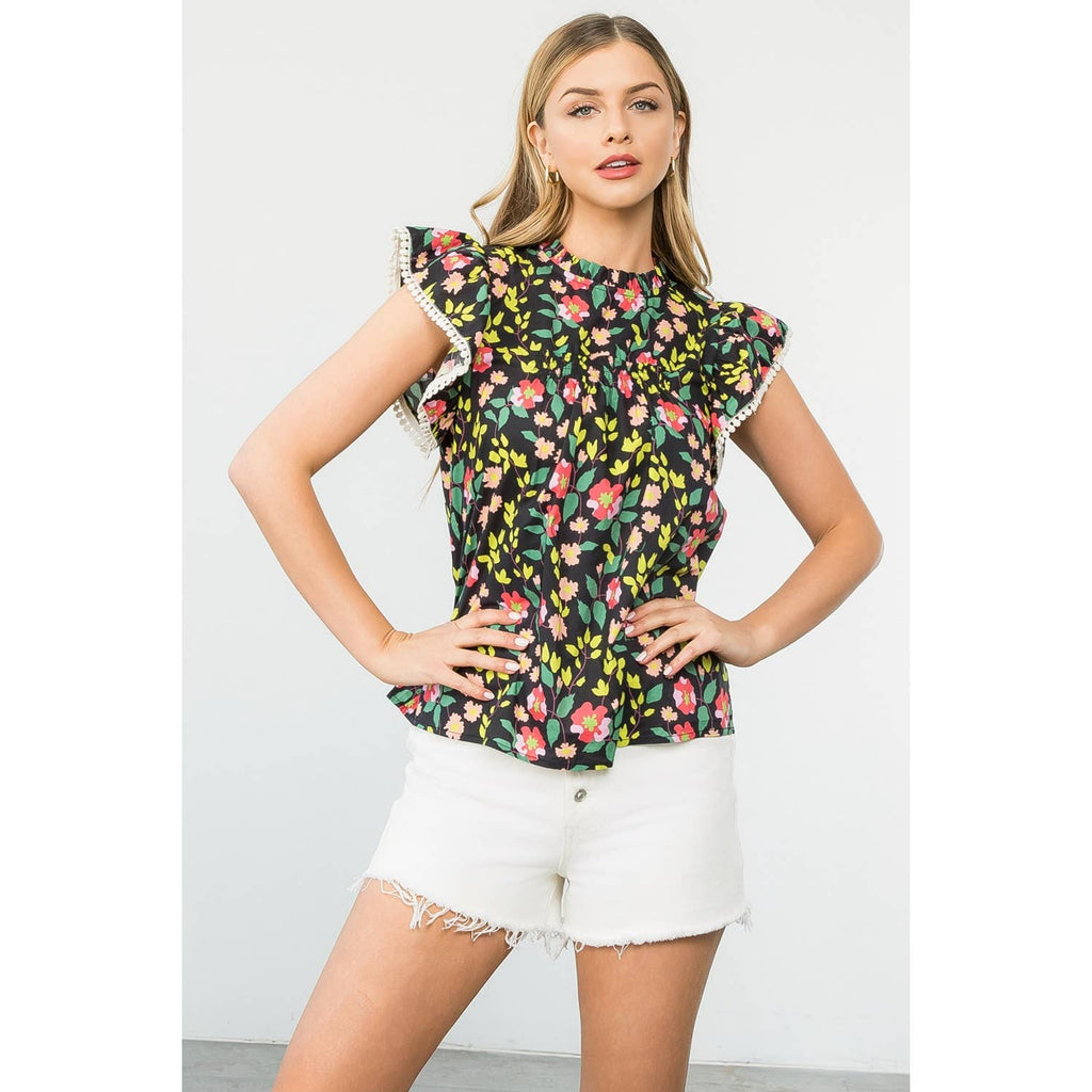 Floral Print Ruffle Top
