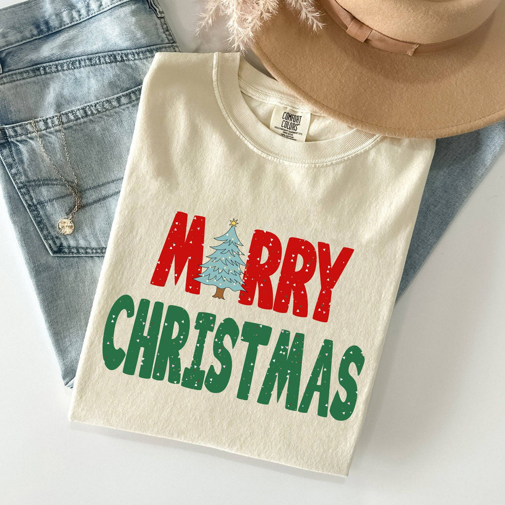 Merry Christmas Tree, Vintage Retro Winter Santa Xmas Tshirt