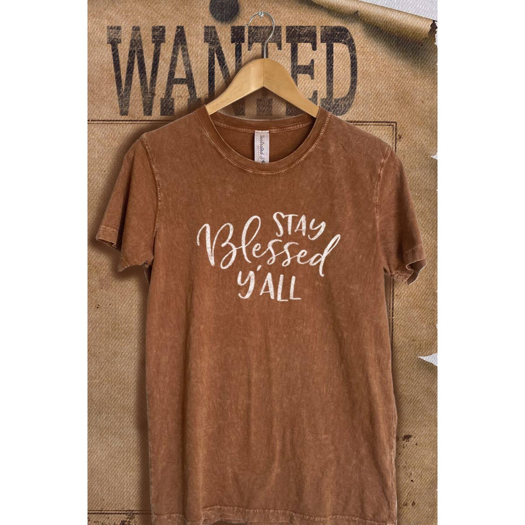 Stay Blessed Mineral Wash Vintage  Graphic  Tee
