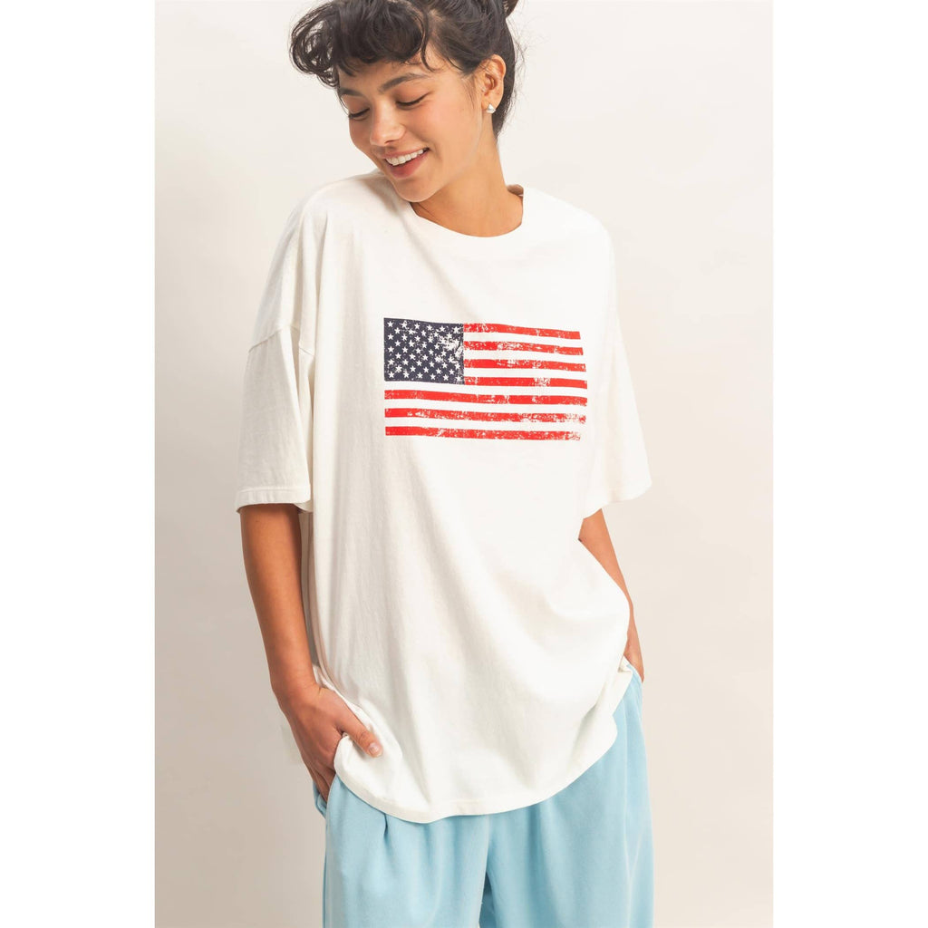 Mineral Washed Flag Graphic Tee