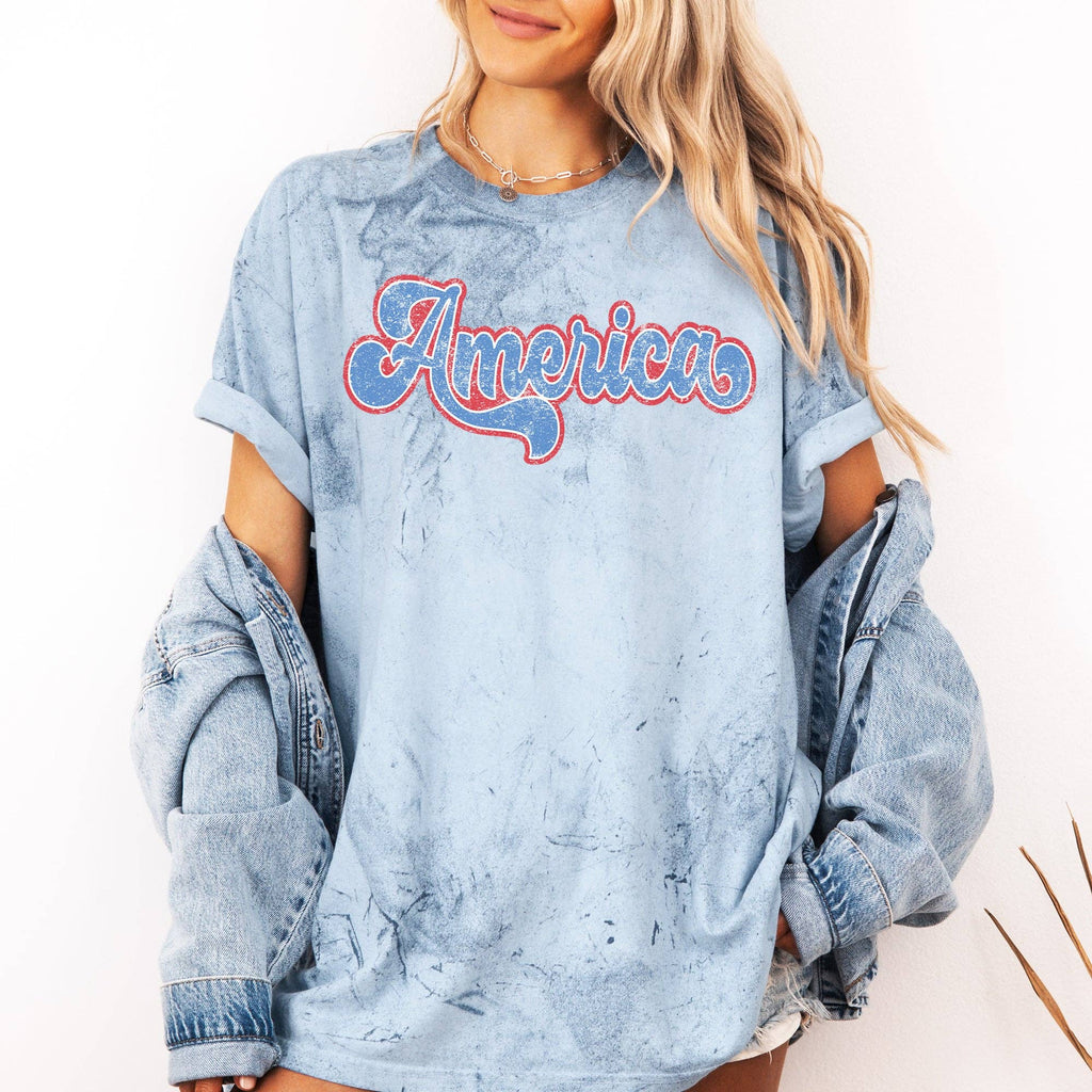 Retro America, Patriotic USA 4th of July, Color Blast Tshirt