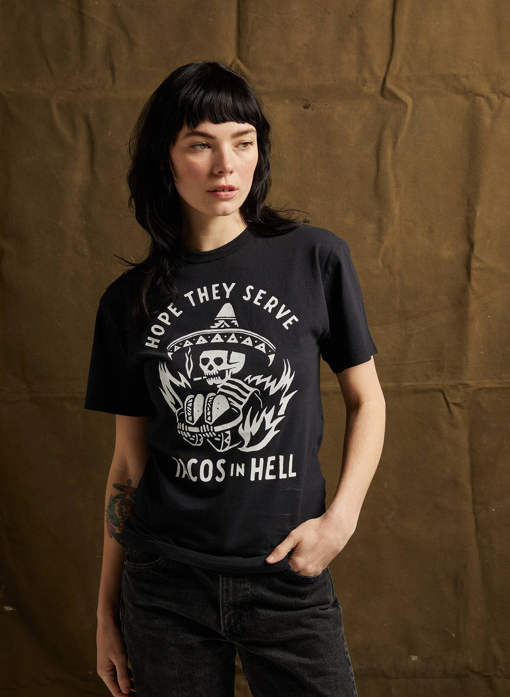 Hope They Serve Tacos in Hell Vintage Western Tee Adults