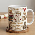 3D Embossed Graduation Mug 2026 - Personalized Class of 2026 Keepsake Gift