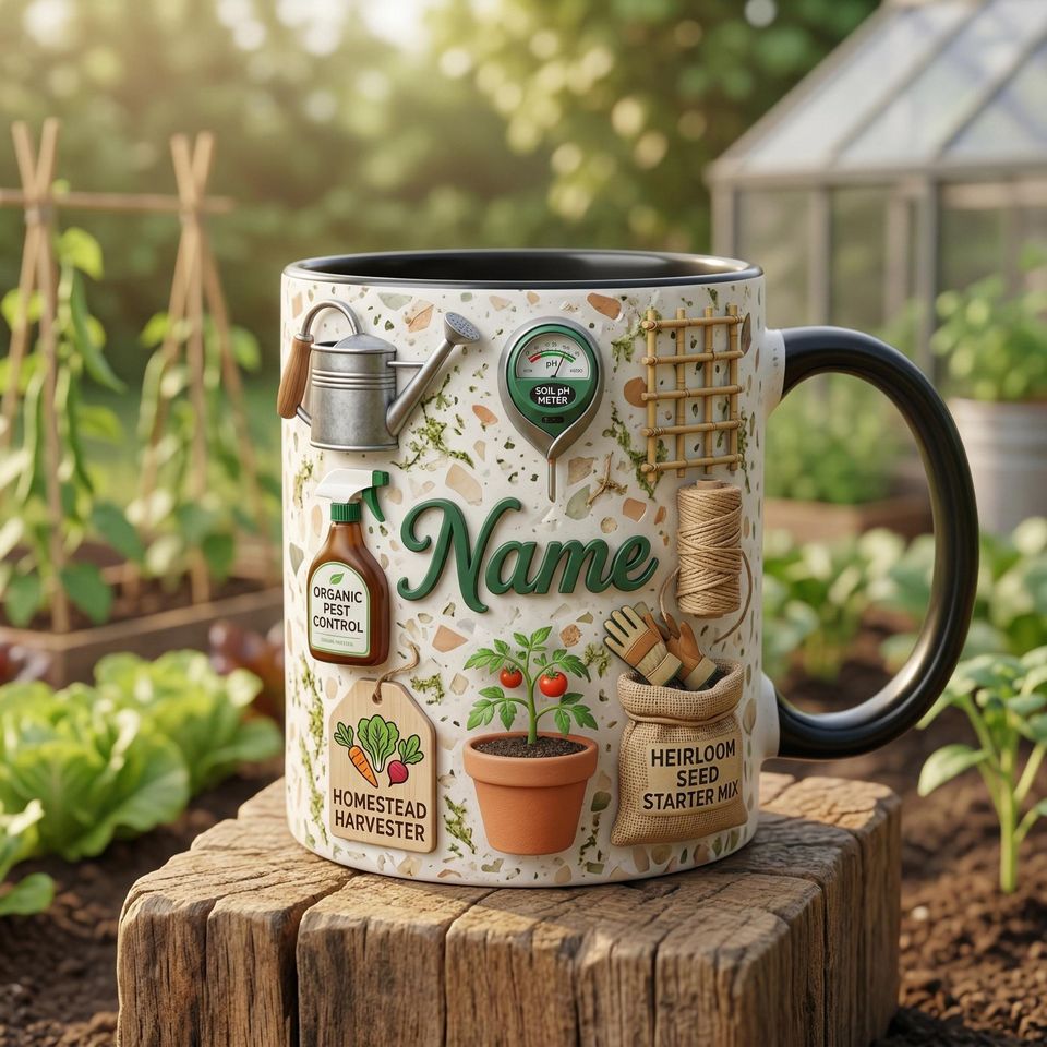 Vegetable Growing Mug 3D Embossed Accent Mugs  Effect Mug, Plant to Plate Coffee Mug, Vegetable Garden Mug, Healthy Life Gift