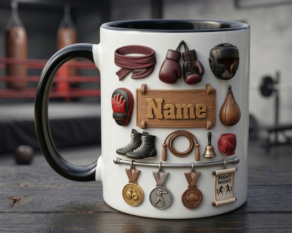 Boxing Mug, Faux 3D Boxer Coffee Cup, Sports Fan Gift 3D Embossed Accent Mugs