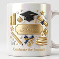 Personalized Graduation Accent Mug, Custom Celebrate the Journey 3D Embossed Accent Mugs  Graduate Gift