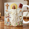 Faith In Christ Mug 3D Embossed, Personalized Christian Mug, Jesus Gift, Bible Verse Coffee Mug, Religious Gift for Her