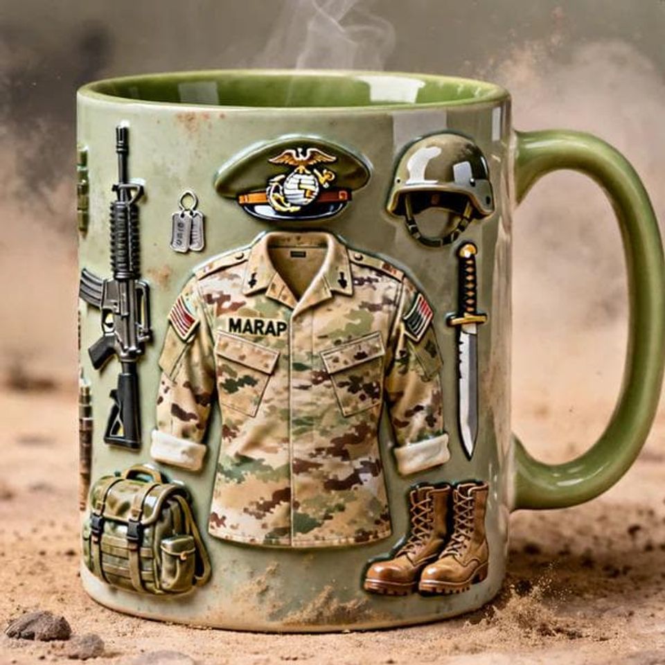 Veteran Hero Accent Mug 3D Embossed Personalized Gift for Veteran