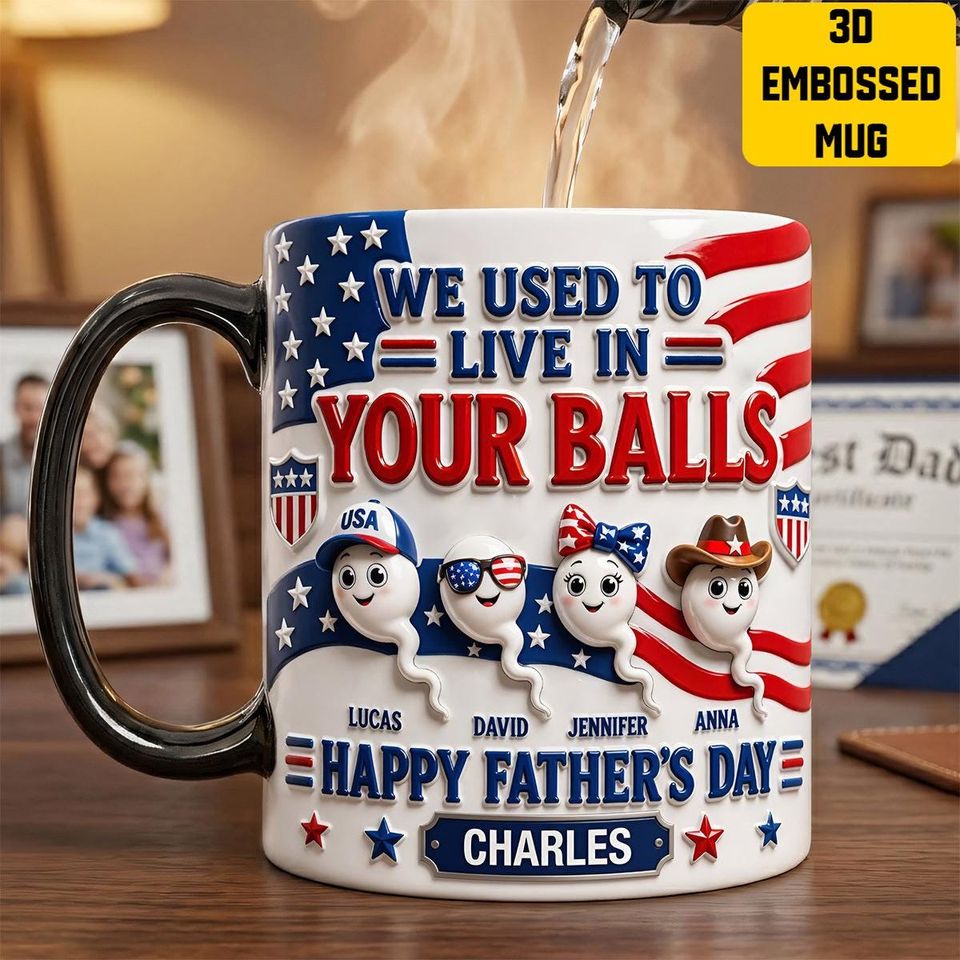 Funny Dad Sperm Mug, Personalized Fathers Day Gift, Custom Name Coffee Cup