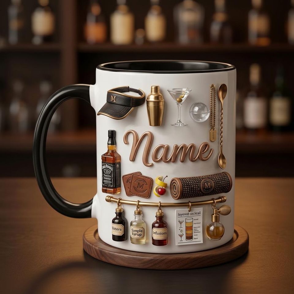 Personalized Mixology Mug 3D, Bartender Coffee Mug, Cocktail Gift Idea, Bar Lover Mug