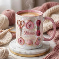 Knitting Mug 3D, Yarn Lover Coffee Cup, Faux 3D Effect Mug, Custom Name Knitter Gift