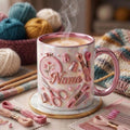 Knitting 3D Embossed Accent Mugs, Personalized Knitting Coffee Cup, Faux 3D Effect Mug