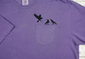 Embroidered Crow Pocket Tee, Raven, Garment-Dyed T-Shirt, Unisex