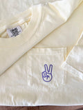 Embroidered Peace Sign Pocket T-Shirt - Ring-Spun