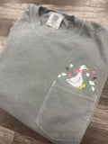 Spring Goose Embroidered Pocket T-Shirt