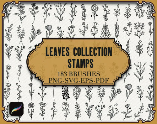 183 Leaves Collection Stamps for Procreate|png-SVG-EPS-pdf Files| Floral Procreate Stamps| Procreate Flowers Stamps| Procreate Leaves|