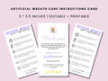 Artificial Wreath Care Card Template: Printable Instructions (2x3.5 inches)