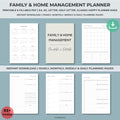 Home Management Binder Printable | Family Organizer Household Planner | Cleaning Schedule Chore Charts | Weekly Budget Busy Mom Productivity