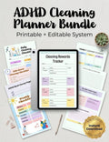 ADHD Cleaning Planner Bundle | ADHD Cleaning Checklist | Printable Cleaning Schedule |Home Cleaning Routine | Editable Canva Planner.