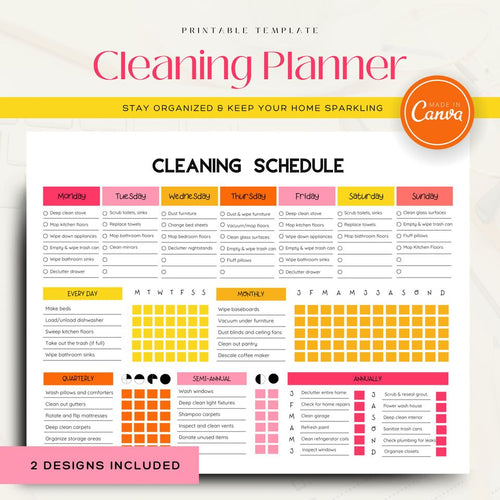 ADHD Cleaning Planner | Family Chore Chart Printable | Daily House Cleaning Checklist | Editable Cleaning Schedule | Household Organizer