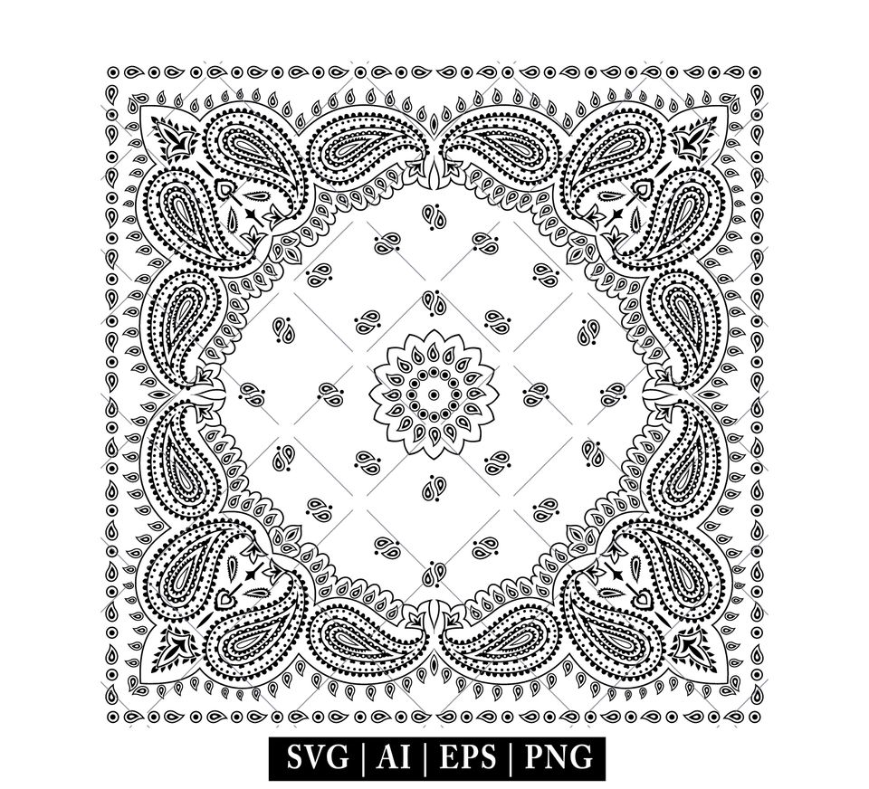 Paisley Bandana Vector: Printable Clipart (SVG, AI, PNG)