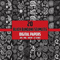Black Bandana Paisley Seamless Pattern: 20 JPG/PNG Digital Papers