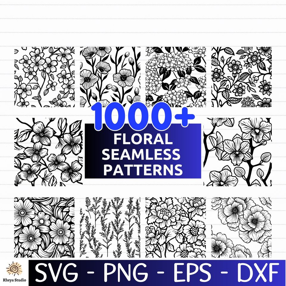 1000+ Floral Seamless Pattern SVG Bundle | Vintage Flower Backgrounds | Elegant Vector Designs for Cricut & Silhouette |svg png dxf eps