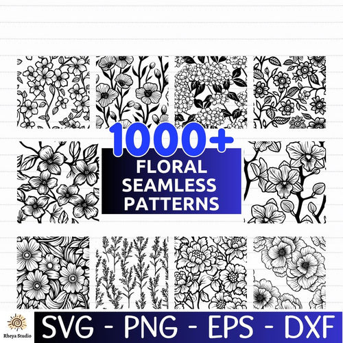 1000+ Floral Seamless Pattern SVG Bundle | Vintage Flower Backgrounds | Elegant Vector Designs for Cricut & Silhouette |svg png dxf eps