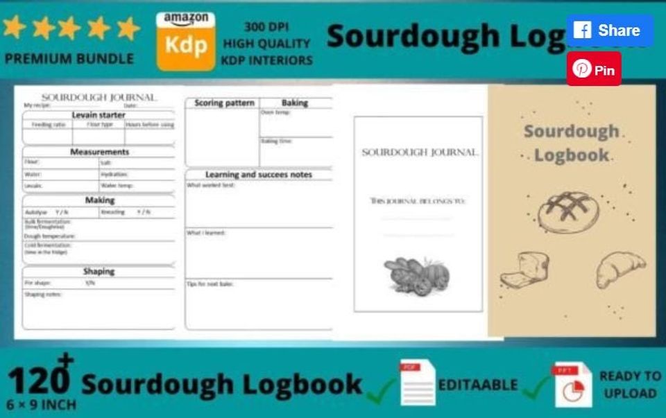 Printable Sourdough Log Book | Bread Baking Tracker, Starter Journal & Recipe Record