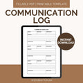 Communication Log | Printable Fillable PDF (US Letter, A4, A5)