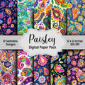 Paisley Digital Paper Bundle, Preppy Paisley Seamless Patterns, Junk Journal Paper, Printable Digital Paper, Scrapbook Paper, Preppy Pattern