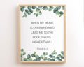 Psalm 61:2, When My Heart Is Overwhelmed, Lead Me to The Rock, Bible Verse Wall Art, Scripture Printable Wall Art, Christian Wall Decor