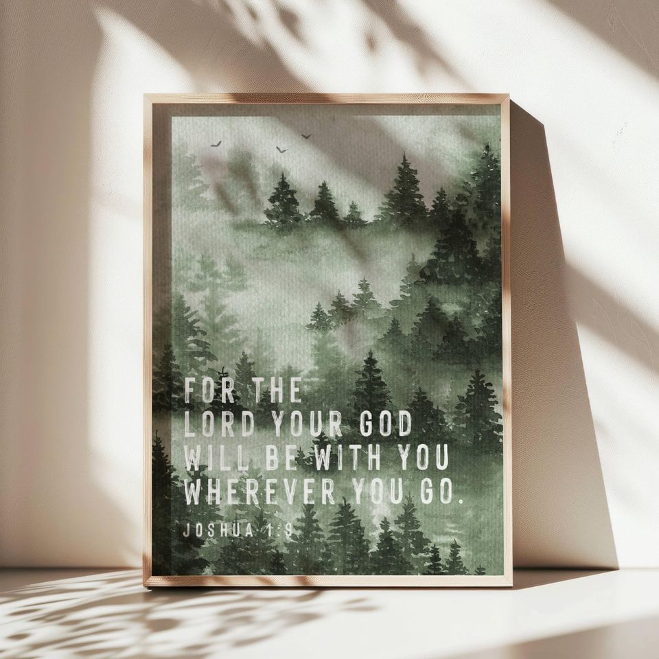 Joshua 1:9 verse print, bible verse wall art, boys bible verse print, Christian wall art, Christian nursery decor, boys nursery print