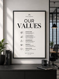 Custom Company Values Poster, Minimalist Office Wall Art, Team Culture Print