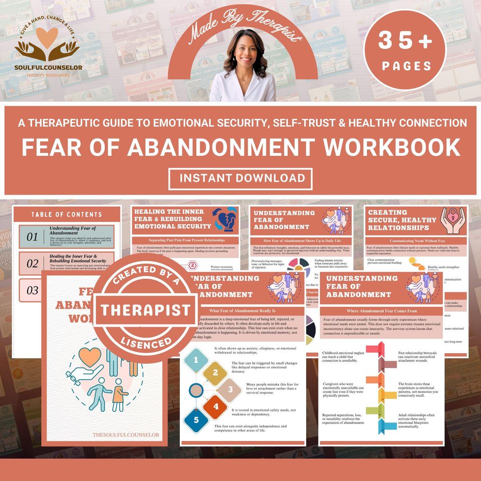 Fear of Abandonment Workbook, Emotional Security, Healthy Relationships (PDF Pattern)