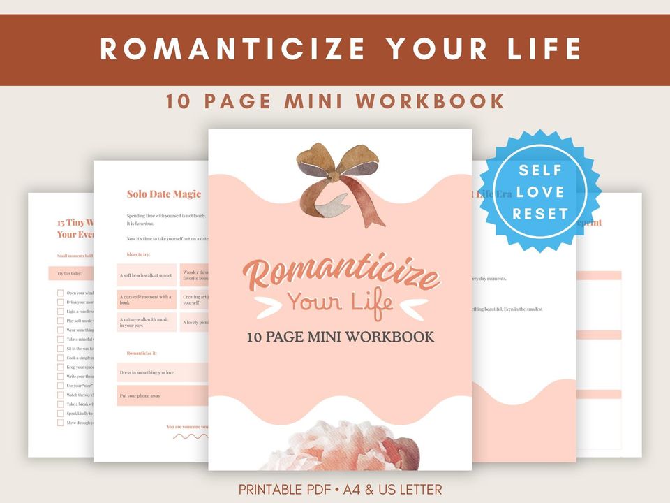 Romanticize Your Life Workbook | Soft Reset Journal Printable | Self Love Guide PDF | Digital Planner A4 US Letter | Mindset Reset
