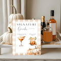 Fall Wedding Signature Drinks Bar Sign Template: Editable Cocktails, Printable (8x10" Sign)