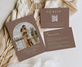 Modern Save the Date Invitation Set Editable Canva Template Minimalist Brown Wedding Suite with RSVP and Details Card Printable