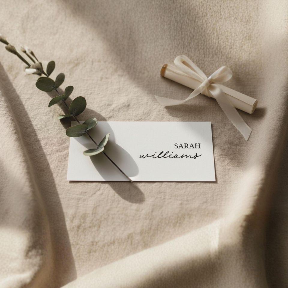 Minimalist Place Card Template, Printable Wedding Seating Tag (Canva Editable)