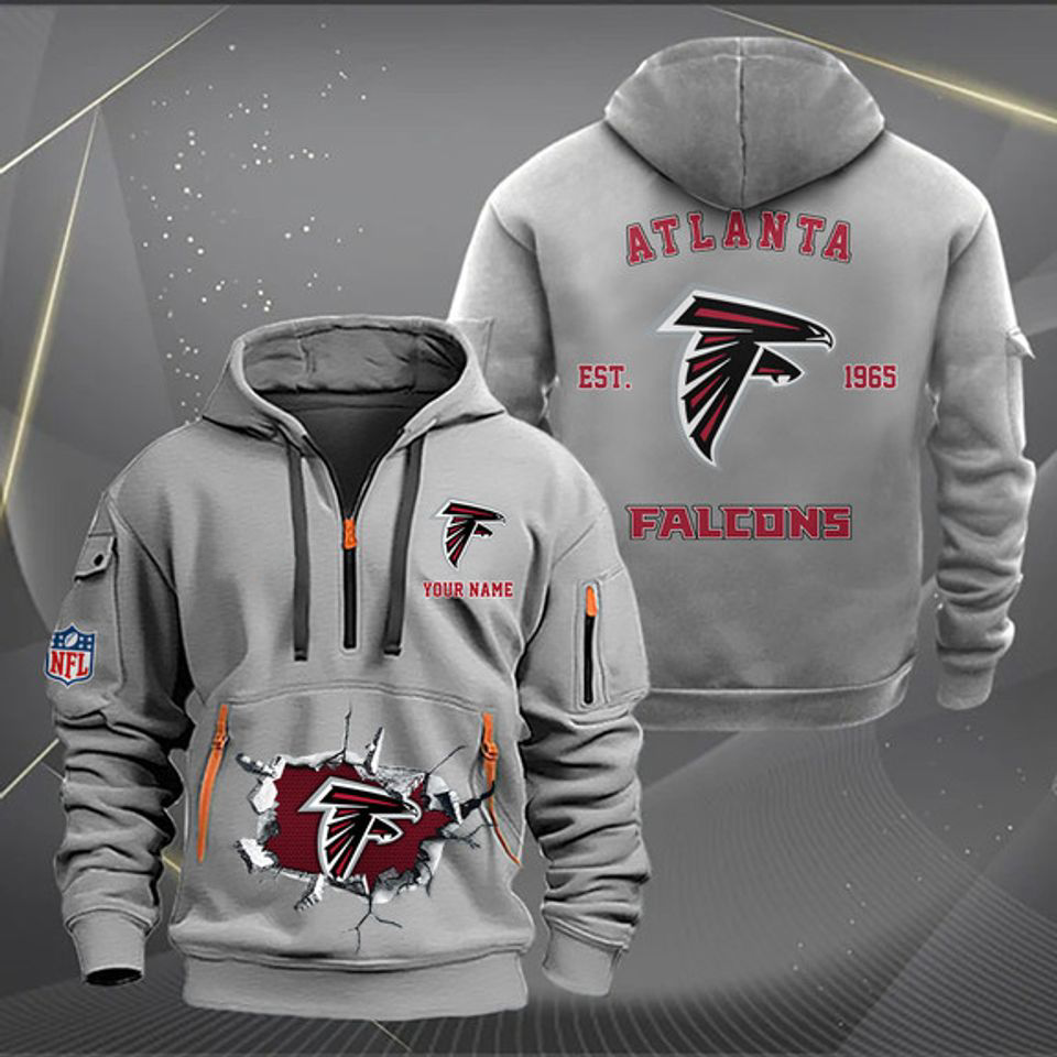 Atlanta Falcons Custom Name Quarter Zip Hoodie Football Fan Gift