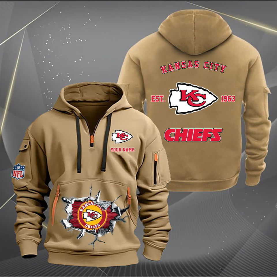Kansas Football Team Custom Name Quarter Zip Hoodie Football Fan Gift
