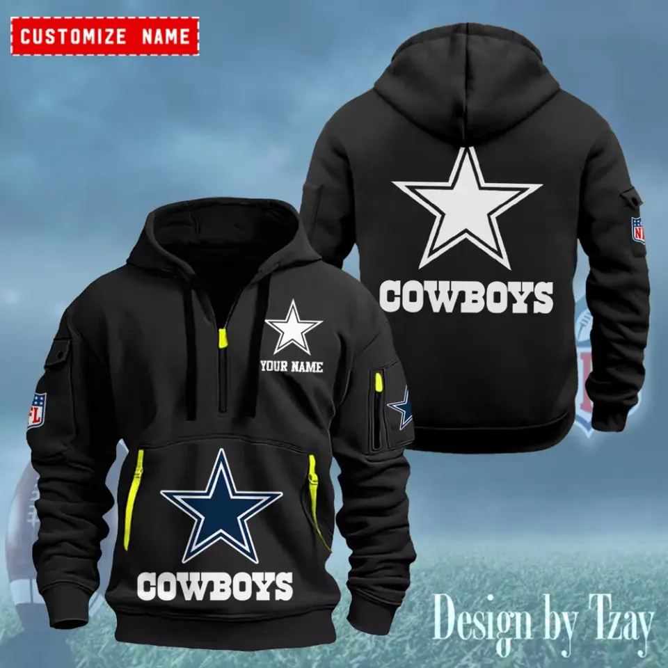 Dallas Cowboys Custom Name Quarter Zip Hoodie Football Fan Gift