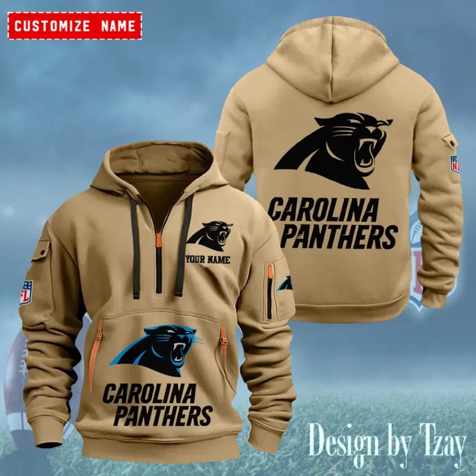 Carolina Panthers Custom Name Quarter Zip Hoodie Football Fan Gift